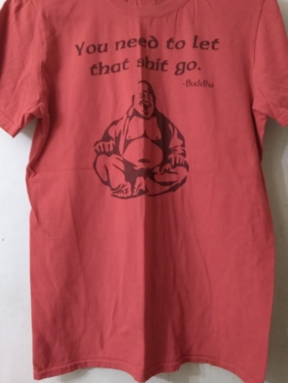 Red Graphic Buddha Quote T-Shirt - Men's Casual Tee Sz Small